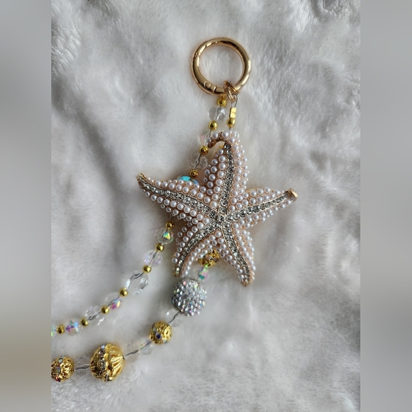 Gold and Silver Starfish Purse Charm Jewelry Chain And Keychain Bag Charm Chain - Picture 4 of 10